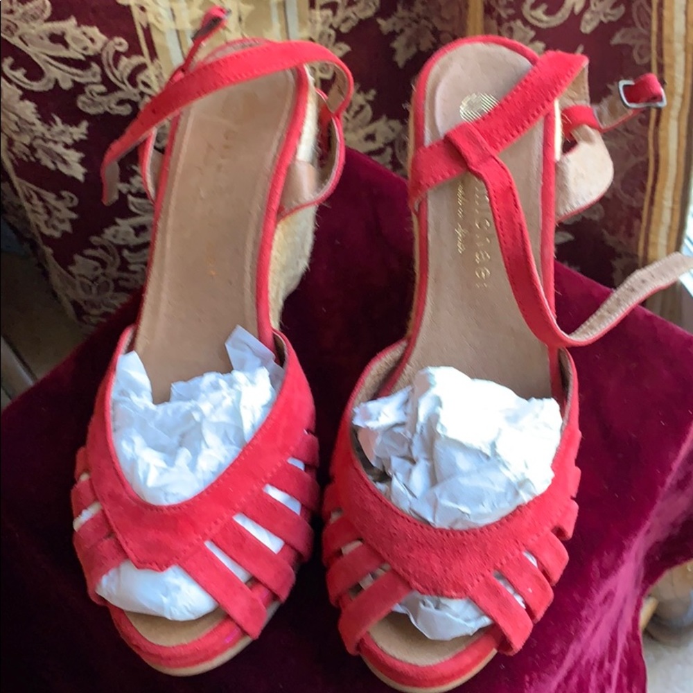 Eric Michael Red Suede Wedges
